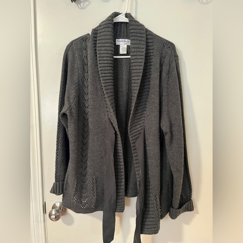 NorthStyle Charcoal Open-Front Cardigan